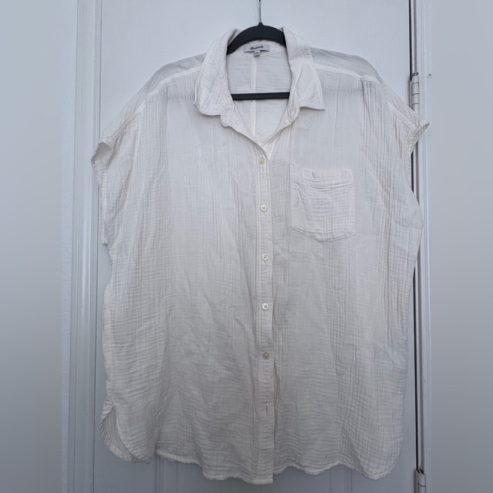 Madewell gauze off-white cap sleeve top